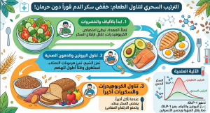 جرّب “الترتيب السحري” للأكل: ألياف ثم بروتين ثم نشويات. خطوات بسيطة تقلّل ارتفاع السكر بعد الوجبة وتناسب مريض السكري والسمنة.